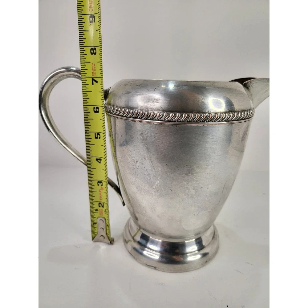 Vintage FB Rogers Silver Co Silver on Copper Pitcher 1807 Gadroon Trim 7in